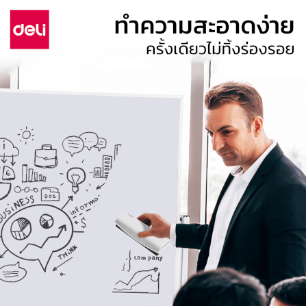 แปรงลบกระดานไวท์บอร์ด Deli MB406-WH-01 ขนาด 4.4x12.8x2.6 cm_2